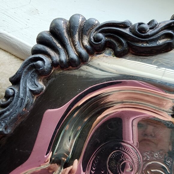 Vintage Rogers 6720 Silver Plated Footed Tray Victorian Oxidized Detail Holiday - Picture 11 of 12